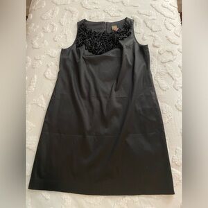 Fancy black shift dress with flower detail